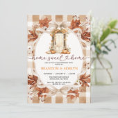 Gingham Boho Pumpkin housewarming party 招待状 (スタンド正面)