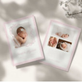 Gingham Bow Photo Birth Announcement 案内状