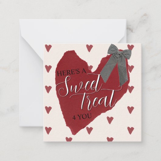 Gingham Bow Red Valentine's Classroom Photo Card ノートカード (正面)