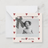 Gingham Bow Red Valentine's Classroom Photo Card ノートカード (裏面)