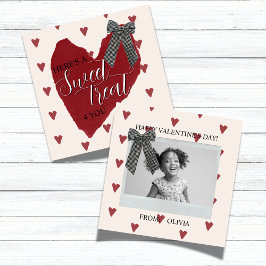 Gingham Bow Red Valentine's Classroom Photo Card ノートカード