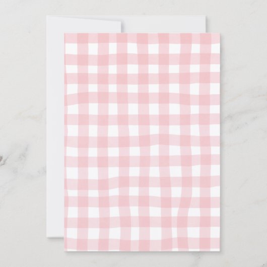 Gingham Bow Strawberry Spanish Baby Baby Shower 招待状 (裏面)