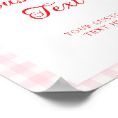 Gingham Bow Strawberry Table Sign ポスター (角)