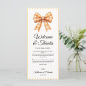 Gingham Bow Wedding Place Setting Thank You Card プログラム (スタンド正面)