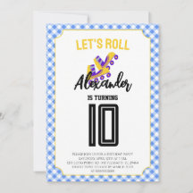 Gingham Boys Roller Skater Birthday
