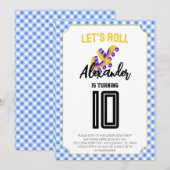 Gingham Boys Roller Skater Birthday 招待状 (正面/裏面)