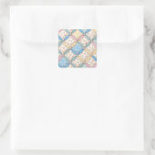 Gingham Cathedral Window Quilt Design スクエアシール (バッグ)