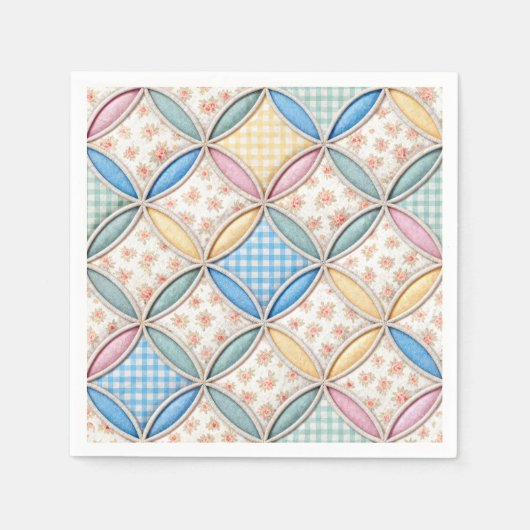 Gingham Cathedral Window Quilt Design スタンダードカクテルナプキン (正面)