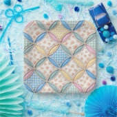 Gingham Cathedral Window Quilt Design ペーパープレート (パーティー)
