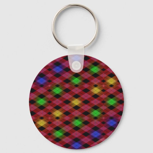 Gingham Check Multicolored Pattern キーホルダー (正面)