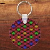 Gingham Check Multicolored Pattern キーホルダー (正面)