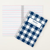 Gingham Check Navy Personalized Journal Notebook ノートブック (内側)