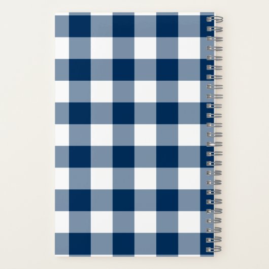 Gingham Check Navy Personalized Journal Notebook ノートブック (裏面)