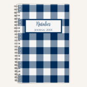Gingham Check Navy Personalized Journal Notebook ノートブック (正面)