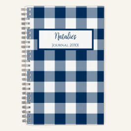 Gingham Check Navy Personalized Journal Notebook ノートブック