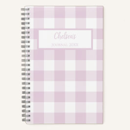 Gingham Check Pink Personalized Journal Notebook ノートブック