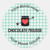 Gingham Checks Green Pattern Jar Label Business ラウンドシール (正面)