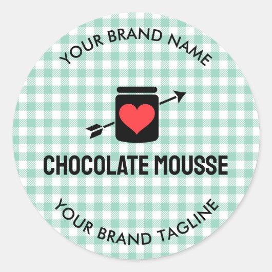 Gingham Checks Green Pattern Jar Label Business ラウンドシール (正面)