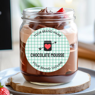 Gingham Checks Green Pattern Jar Label Business ラウンドシール