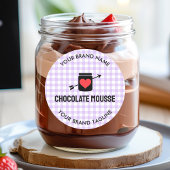 Gingham Checks Purple Pattern Jar Label Business ラウンドシール
