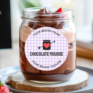 Gingham Checks Purple Pattern Jar Label Business ラウンドシール