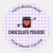 Gingham Checks Purple Pattern Jar Label Business ラウンドシール (正面)