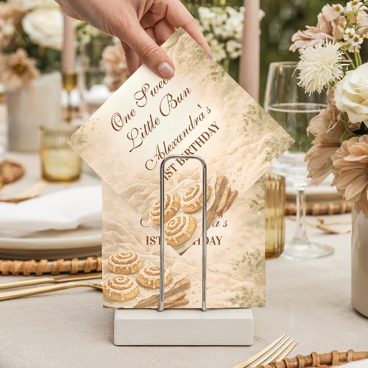 Gingham Cinnamon Bakery Little Bun 1st Birthday スタンダードカクテルナプキン