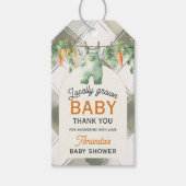 Gingham Clothesline Locally Grown Baby Shower ギフトタグ (正面)