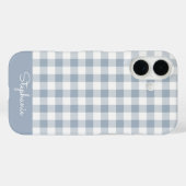 Gingham Coastal Plaid Preppy Check Blue White Name Case-Mate iPhoneケース (裏面 (横))