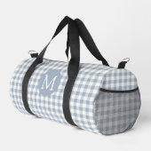Gingham Coastal Preppy Check Blue White Monogram ダッフルバッグ (右コーナー)
