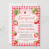 Gingham Coquette Berry Baby Shower Invitation 招待状 (正面)
