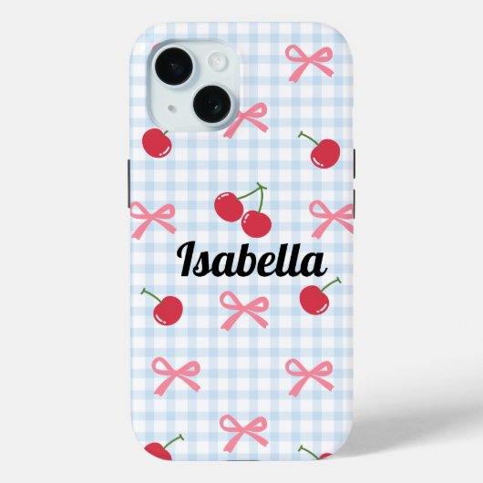 Gingham Coquette Bow Cherry iPhone Case  Case-Mate iPhoneケース (裏面)