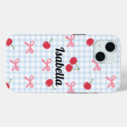 Gingham Coquette Bow Cherry iPhone Case  Case-Mate iPhoneケース (裏面 (横))