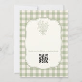 Gingham Couples Shower Floral Bow QR Code 招待状 (裏面)