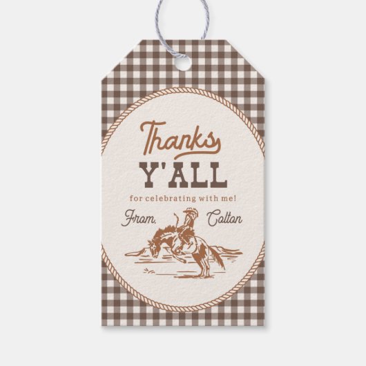 Gingham Cowboy Thank You Tag ギフトタグ (正面)