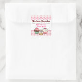 Gingham Cupcakesありがとうステッカー スクエアシール (バッグ)
