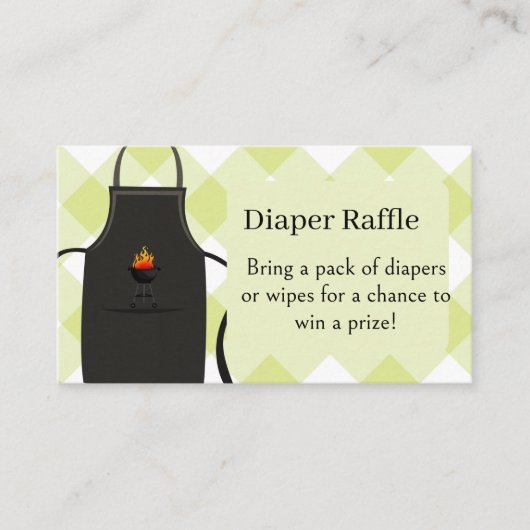 gingham Diapers / wipes raffle Bbq baby Shower エンクロージャーカード (正面)