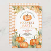 Gingham Fall Festival Invitation Harvest Party 招待状 (正面/裏面)