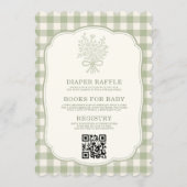 Gingham Floral Bow All in One Baby Shower 招待状 (裏面)
