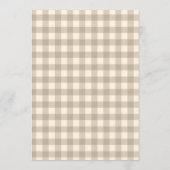 Gingham Floral Bow Beige Ivory Bridal Shower 招待状 (裏面)