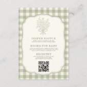 Gingham Floral Bow QR Code All in One Baby Shower 招待状 (裏面)
