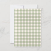 Gingham Floral Bow Sage Green Bridal Shower 招待状 (裏面)