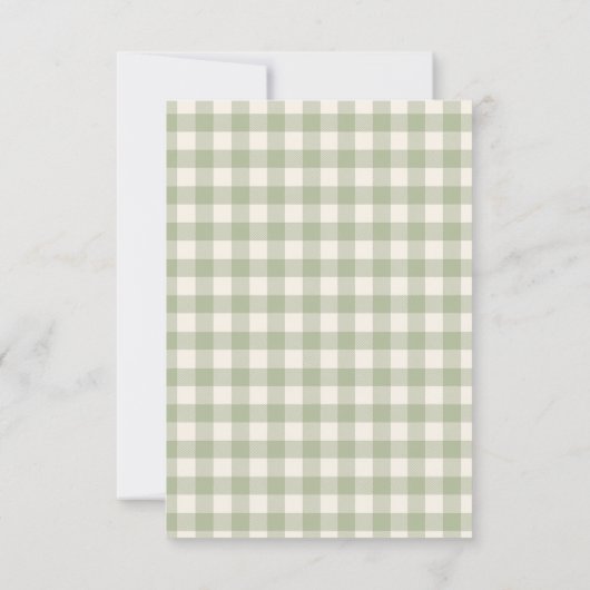 Gingham Floral Bow Sage Green Bridal Shower 招待状 (裏面)