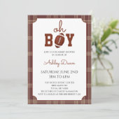 Gingham Football Baby Shower 招待状 (スタンド正面)