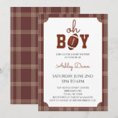 Gingham Football Baby Shower 招待状 (正面/裏面)
