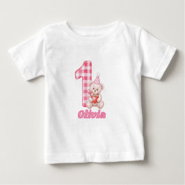 Gingham Giggles & Teddy Cuddles! ベビーTシャツ