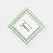 Gingham Green Plaid Baby Shower スタンダードランチョンナプキン (角)