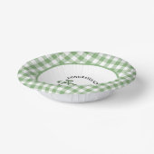 Gingham Green Plaid Baby Shower ペーパーボウル (傾斜あり)
