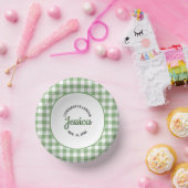 Gingham Green Plaid Baby Shower ペーパーボウル (パーティー)