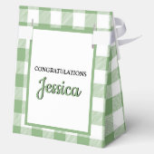 Gingham Green Plaid Baby Shower 4"w x 2"l x 5"h フェイバーボックス (裏面)